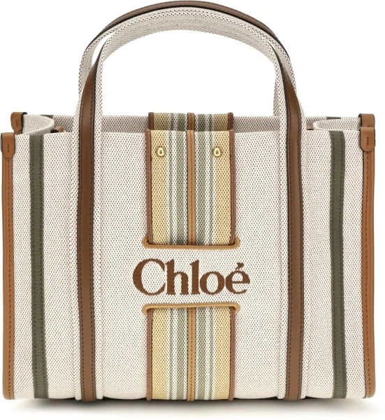 Geanta de umar Chloe 'Woody' multicolor din canvas