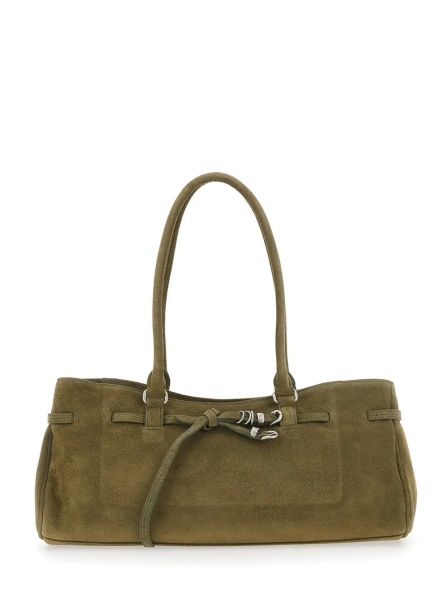 Geanta de umar 'Grandma Used' green Shoulder bag with adjustable strap on the front in suede for women