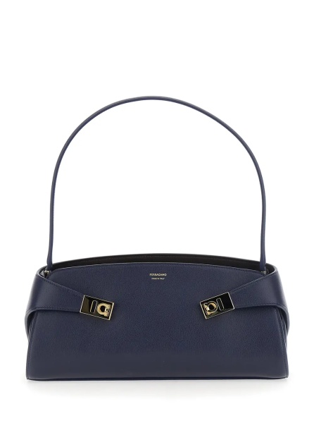 Geanta de umar 'Hug East West' Blue Shoulder bag with strap on the front and Logo lettering on the front in leather for women