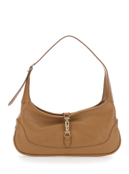 Geanta de umar 'Jackie 1961' Beige Shoulder Bag with Clasp Closure and Adjustable Strap in Leather for Women