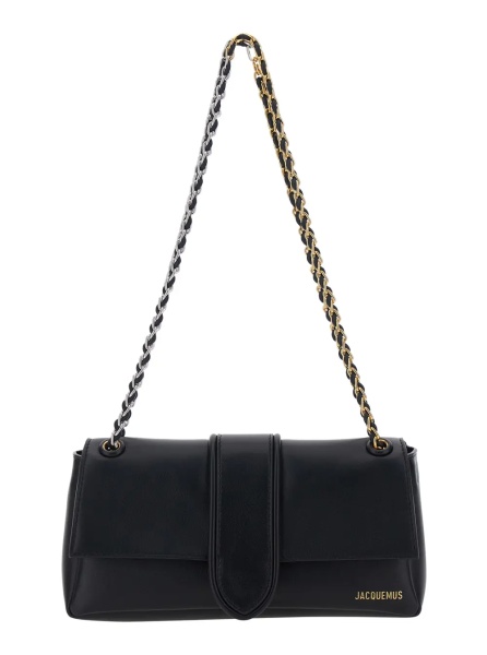 Geanta de umar LE BAMBINO CHAINE is a crossbody bag in black lamb leather with unisex metallic details