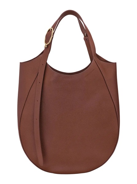 Geanta de umar 'Le Foulonné' Brown shoulder bag with Adjustable Buckle Handle in Leather for Women