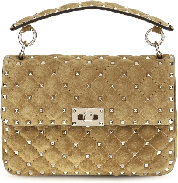 Geanta de umar Medium Rockstud Spike suede Top Handle Bag