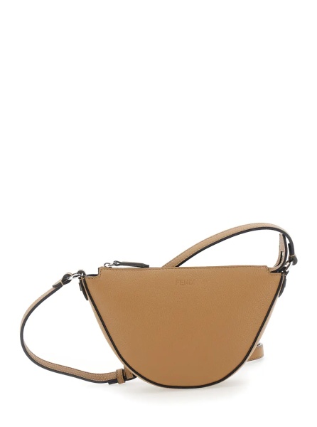 Geanta de umar 'Melon' Beige crossbody bag with Half-Moon Silhouette and Logo Lettering on the Front in Grained Leather for Men