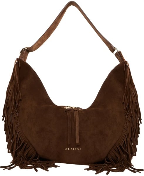 Geanta de umar Suede shoulder bag with fringe details