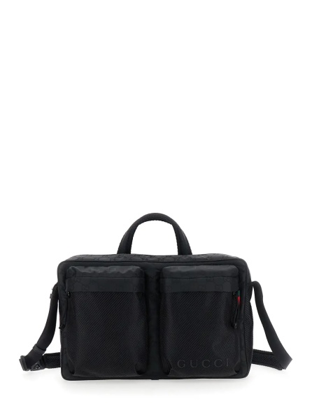 Geanta de voiaj Black Suitcase with Tone-on-Tone GG All-Over Motif in Tech Fabric Man