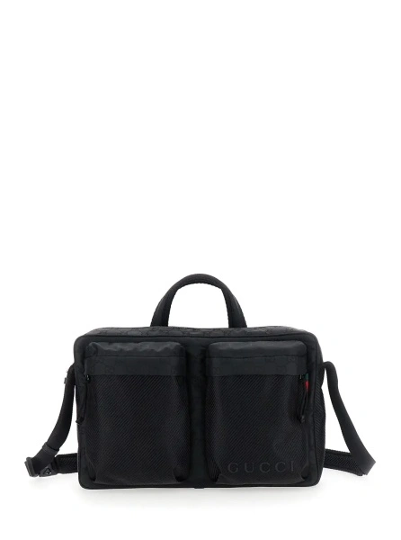 Geanta de voiaj Black Suitcase with Tone-on-Tone GG All-Over Motif in Tech Fabric Man