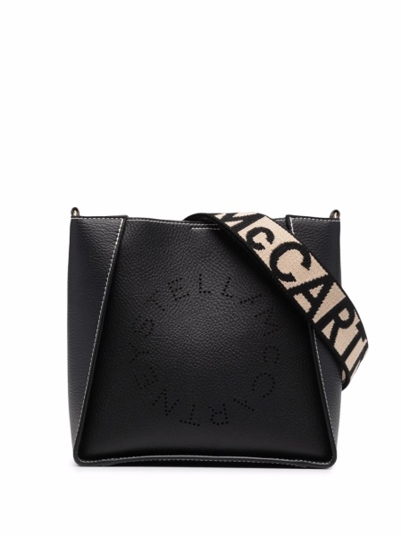 Geanta tip postas Stella McCartney neagra din poliuretan si poliamida