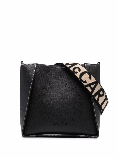 Geanta tip postas Stella McCartney neagra din poliuretan si poliamida