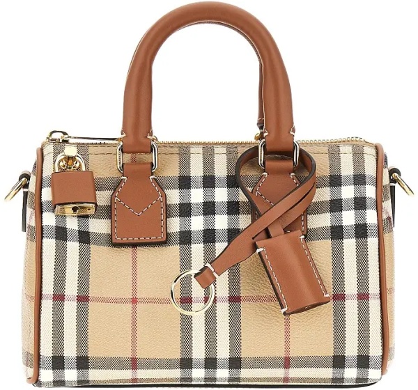 Genti Check coated canvas mini bowling bag