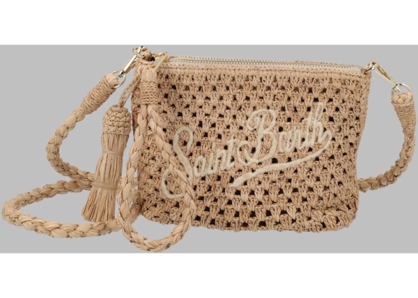 Genti Pochette In Raffia Con Logo