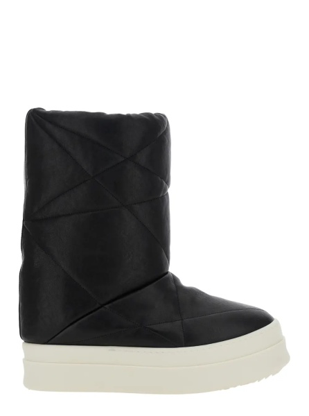 Ghete Black Down Filled and Quilted Ankle Boots in Leather Man