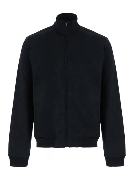 Hanorace black High-neck sweatshirt with zip-up closure in cotton and silk blend for men