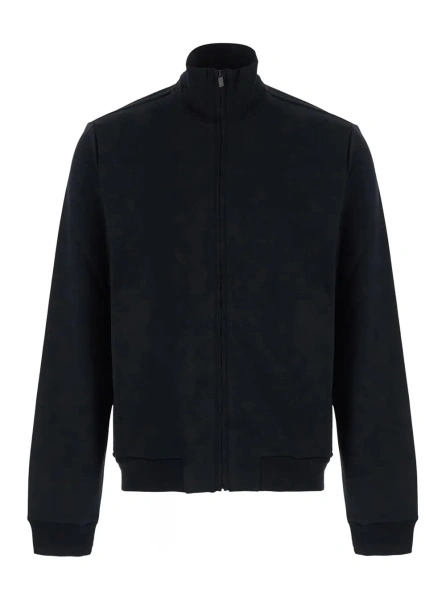 Hanorace black High-neck sweatshirt with zip-up closure in cotton and silk blend for men