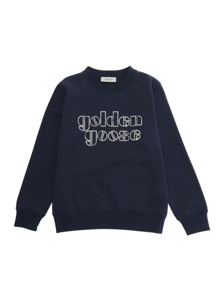Hanorace Blue Crewneck Sweatshirt with Logo Lettering on the Front in Cotton Blend Boy