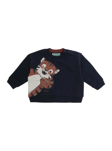 Hanorace Blue sweatshirt with front print in cotton baby
