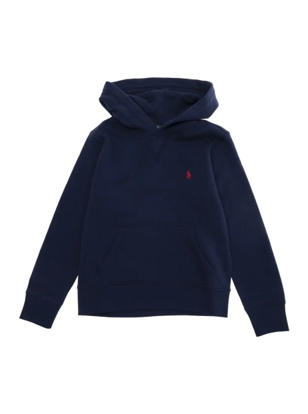 Hanorace Hooded Sweatshirt with Fixed Hood and Pony Embroidery on the Front in Cotton Blend Blue for Kids