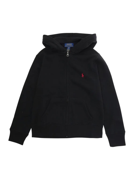 Hanorace Hooded Sweatshirt with Pony Embroidery on the Front in Cotton Blend Black Kids