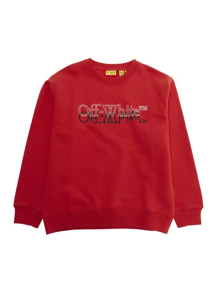 Hanorace Red Sweatshirt 'BIG BOOKISH DOUBLE CREWNECK' with Printed Logo on the Front in Cotton for Men