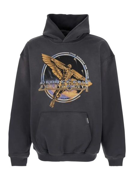 Hanorace Sweatshirt 'REPRESENT' with Graphic Print on Front and Back and Faded Effect in Grey Cotton for Men