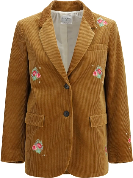 Jacheta Bouquet velvet single-breasted Jacket with embroidery