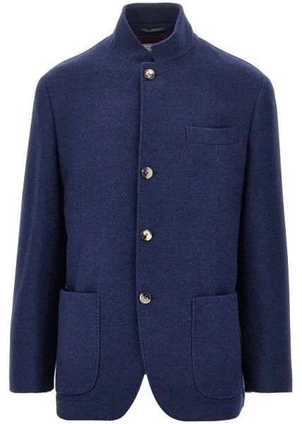 Jacheta Brunello Cucinelli albastra din casmir
