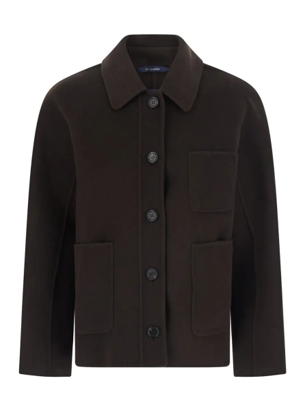 Jacheta 'CHLOE' Brown jacket with shirt collar and front fastening in fabric women
