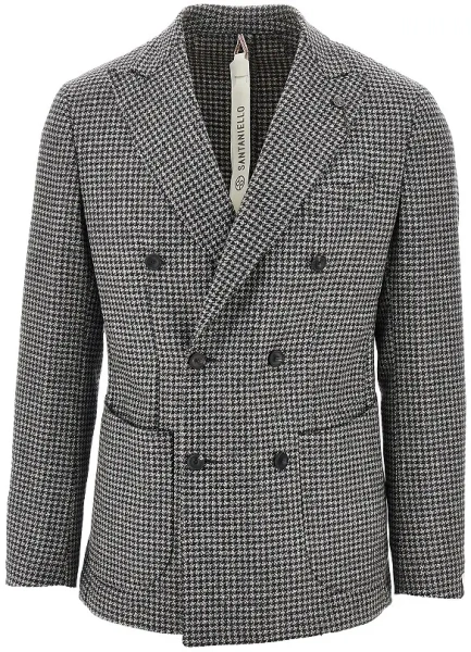 Jacheta Houndstooth wool double-breasted jacket