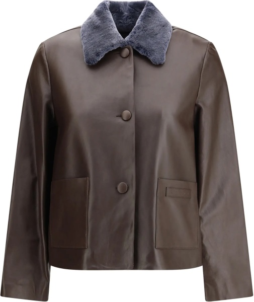 Jacheta Leather Jacket with a shearling collar