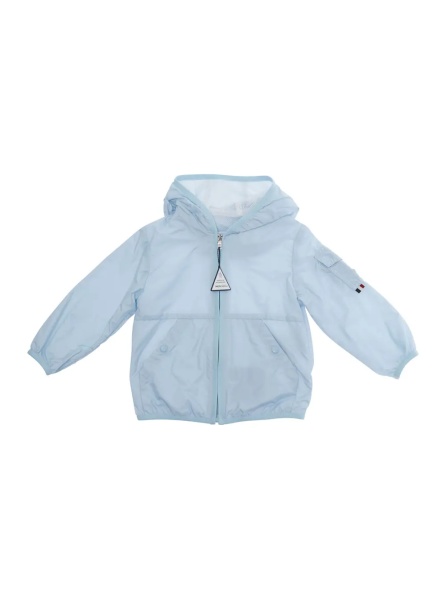 Jacheta Light Blue Jacket with Zip Closure and Logo Patch on the Sleeve in Tech Fabric Baby