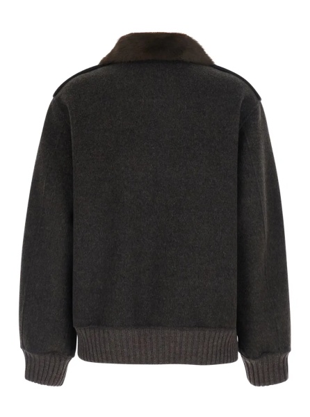 Jacheta P.A.R.O.S.H. Brown Jacket with removable fur collar in wool for women