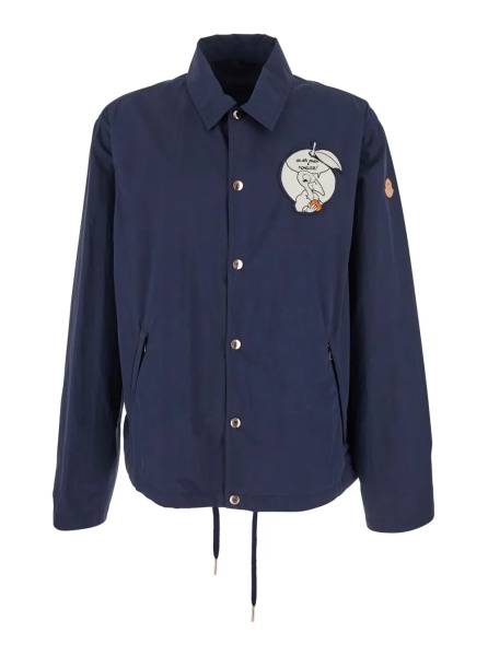 Jacheta 'Satsuma' Blue Jacket with Logo Patch on the Sleeve and Maxi Logo Patch on the Rear in Cotton Blend Man