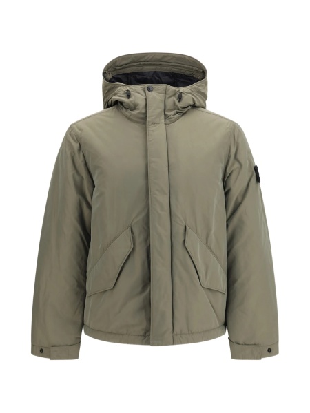 Jacheta Stone Island verde din polyester si poliamida