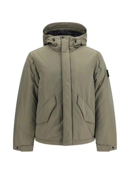 Jacheta Stone Island verde din polyester si poliamida