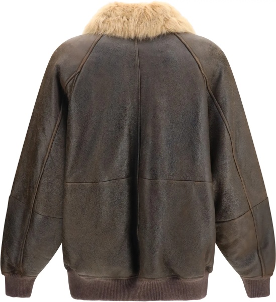 Jacheta Vintage-effect shearling Bomber with shiny zipper pull
