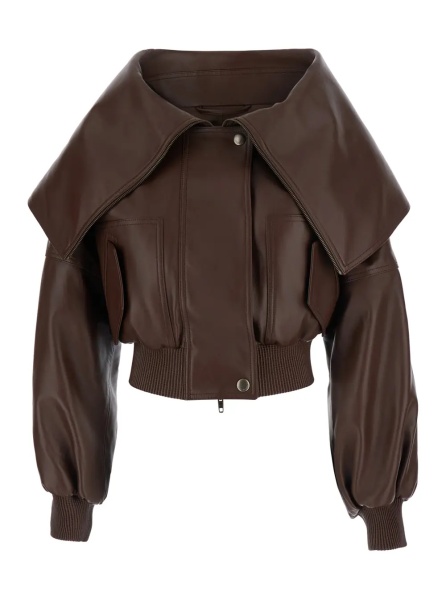 Jacheta WRAP COLLAR BLOUSON IN SMOOTH LIGHT LEATHER