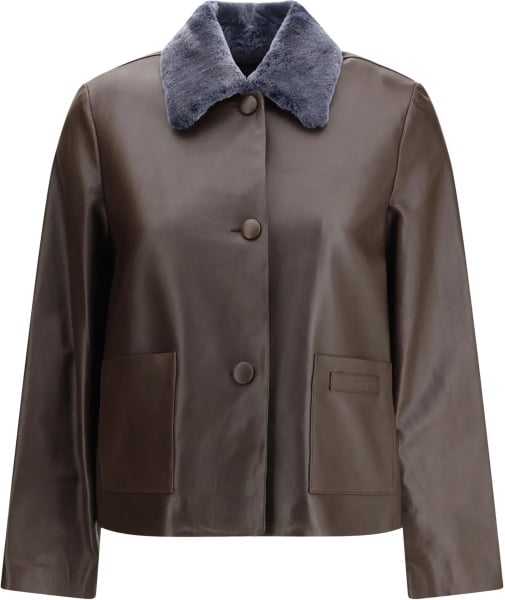 Leather Jacket with a shearling collar