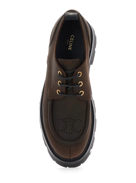 Mocasini Brown Ankle Boots with Embossed Triomphe Detail on the Side in Leather Woman