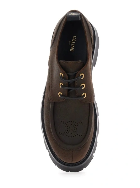 Mocasini Brown Ankle Boots with Embossed Triomphe Detail on the Side in Leather Woman