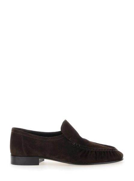 Mocasini Brown Loafers with Almond Toe and Low Heel in Suede for Women