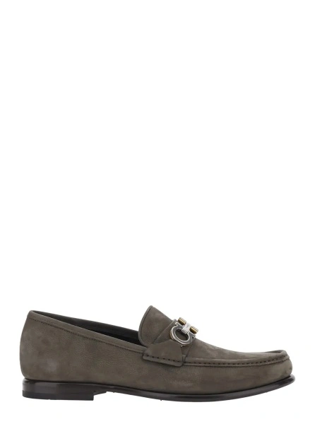 Mocasini Ferragamo gri din piele