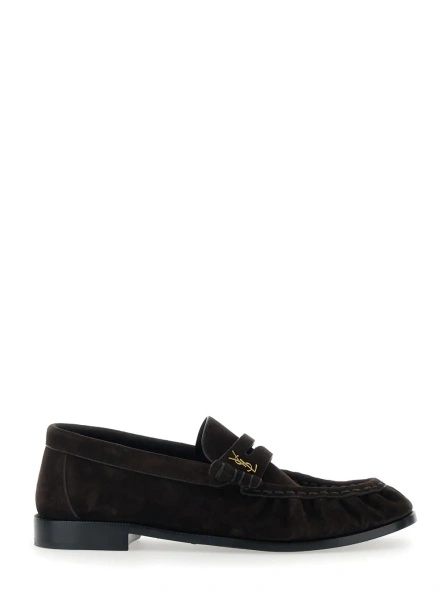 Mocasini 'Le Loafer' Brown Loafers with Hand-Stitched Toe and Cassandre Plaque in Suede for Women