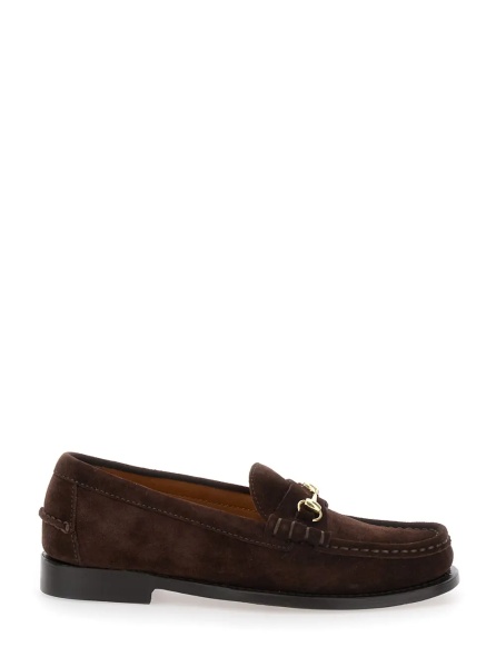 Mocasini Loafers Pull-On 'Joe Modena' with Horsebit on the Front in Brown Suede for Women