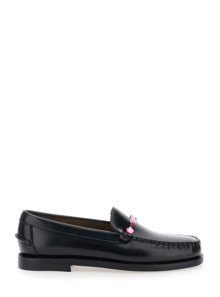 Mocasini Sebago negri din piele 'FRANK BEADS WOMAN'