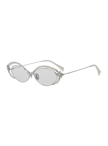 Ochelari Metallic Glasses with thin temples and pearl decoration in metal for women