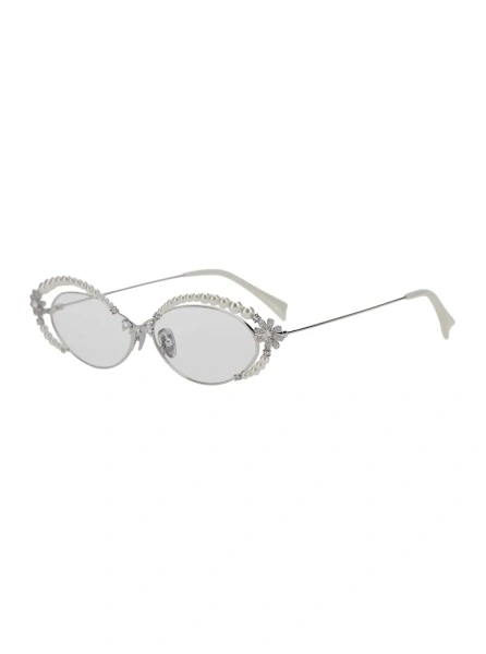 Ochelari Metallic Glasses with thin temples and pearl decoration in metal for women