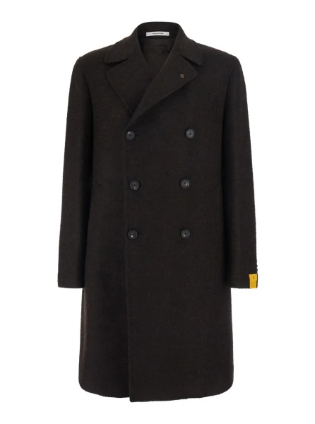 Paltoane 'Arden' Brown Double-breasted Coat with Notched revers and Half Belt in blend wool for men