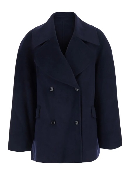 Paltoane Blue Coat with oversized Notched revers and double-breasted closure in Wool and Cashmere women
