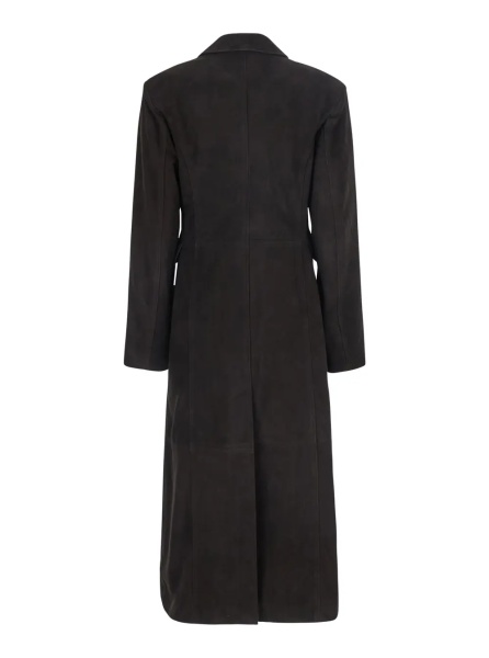 Paltoane brown Double-breasted coat with wide lapels in suede woman