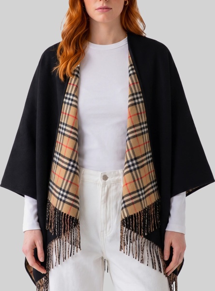 Paltoane Reversible Check Wool Cape